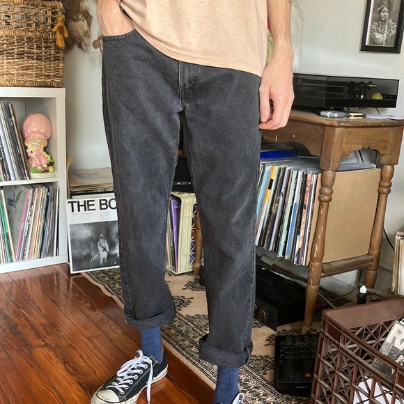 🖤 SOLD 🖤 Y2K Levi's 505 Regular Fit Blank Red Tab Black Jeans ~ Size 32 X 29 - Picture 4 of 11